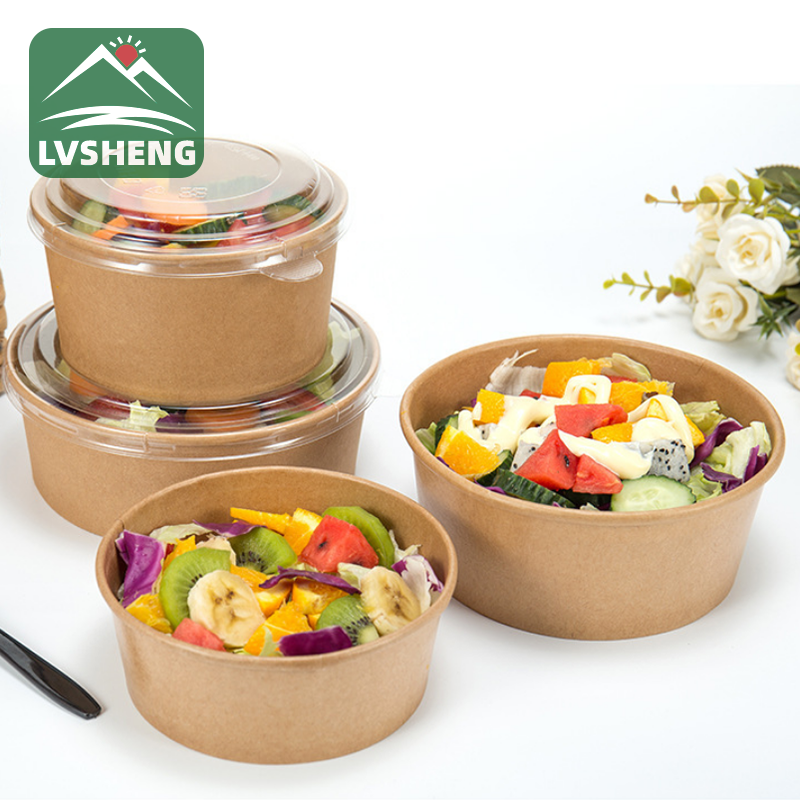 Mangkuk Salad Kertas Kraf Pakai Kalis Air dan Kalis Minyak Dengan Penutup membawa keselesaan kepada kehidupan anda