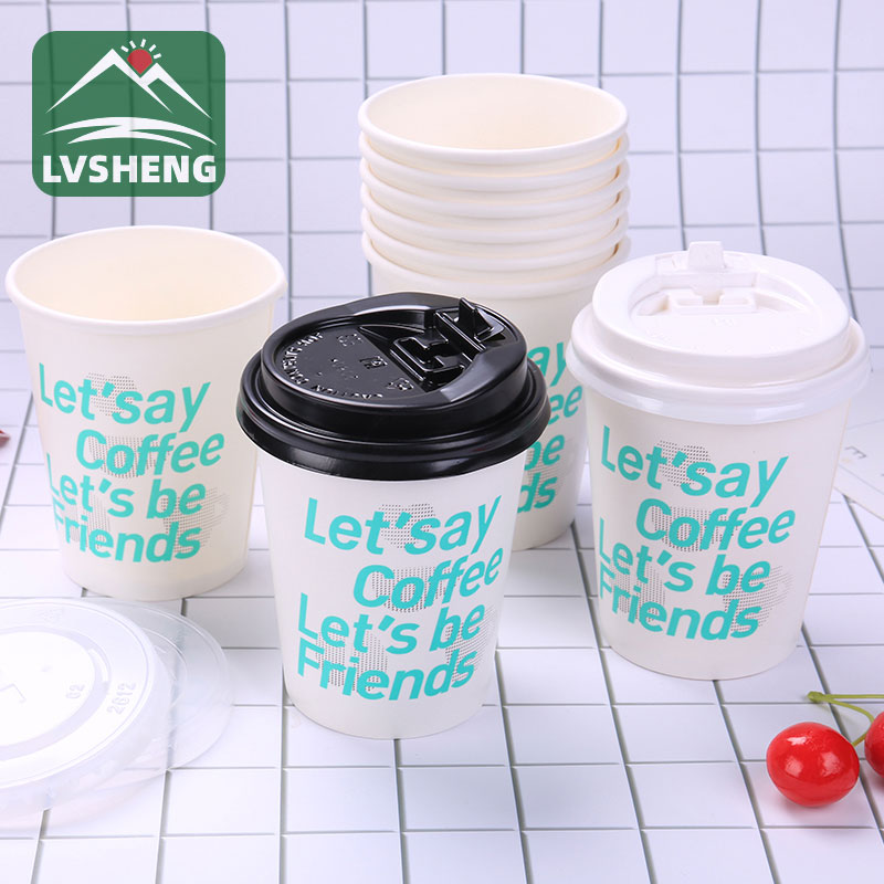 8oz cawan kertas biasa dengan penutup